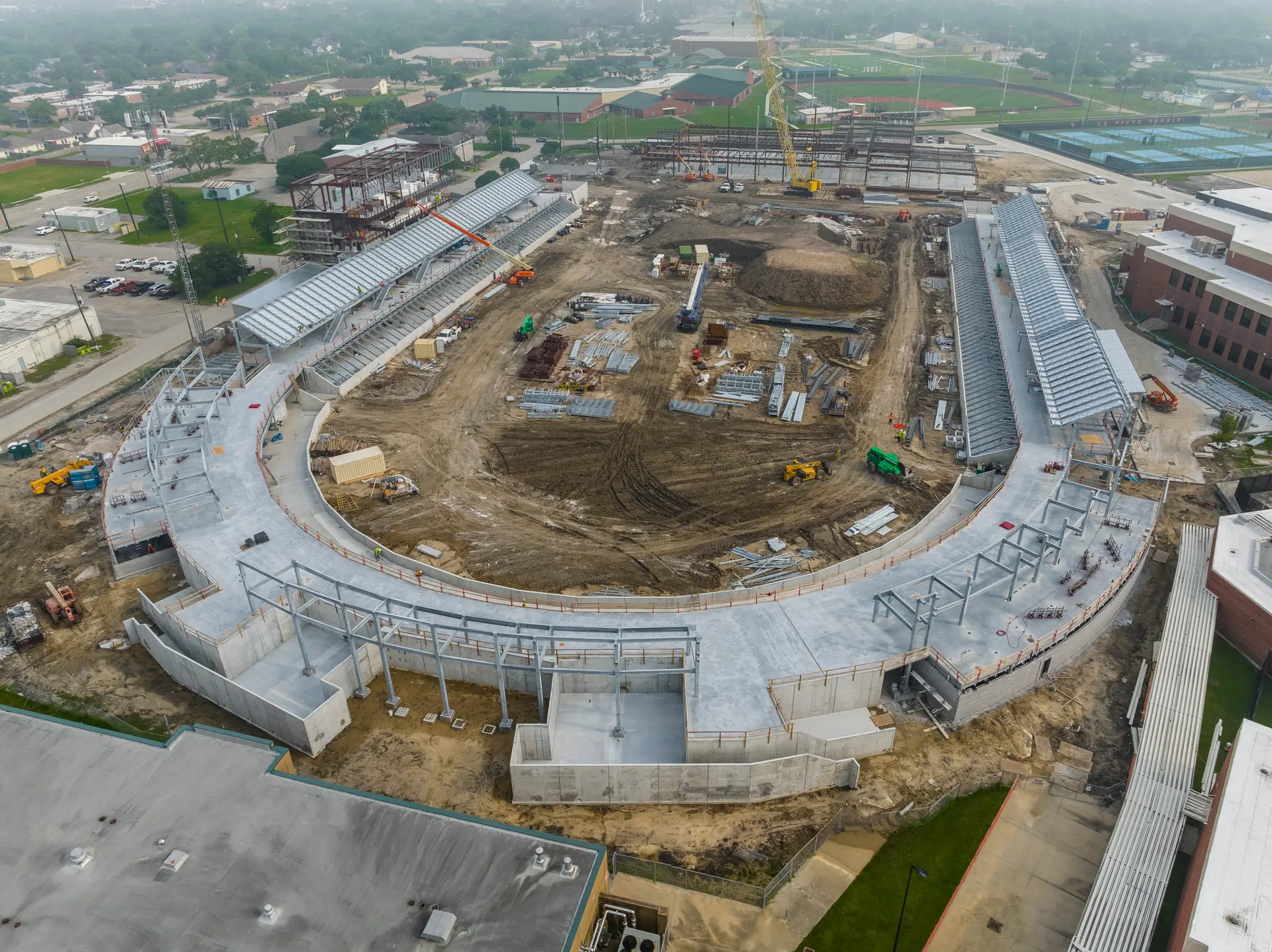 Steel deck installation — Bulldog Stadium, La Porte, TX | Cutting Edge Decking