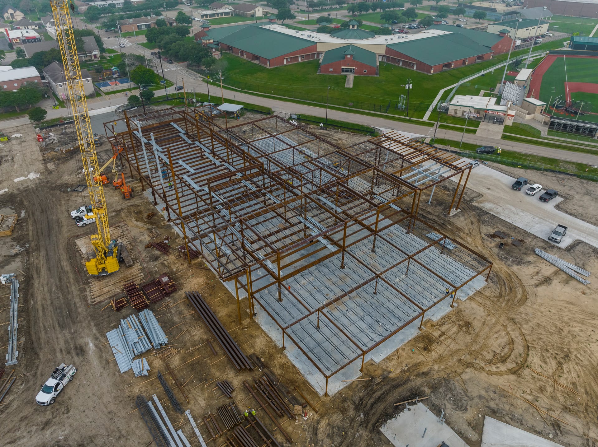 Cutting Edge Decking crew installing steel deck on a commercial project